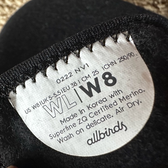 Allbirds NWT NIB Wool Loungers - Classic True Black, Cream Sole - Women’s Size 8 - Picture 11 of 12